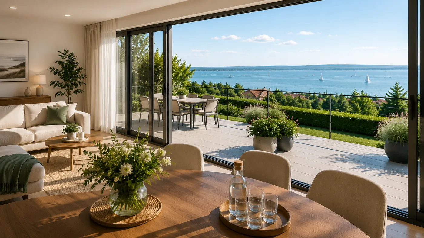 Vendégfogadásra előkészített balatoni apartman